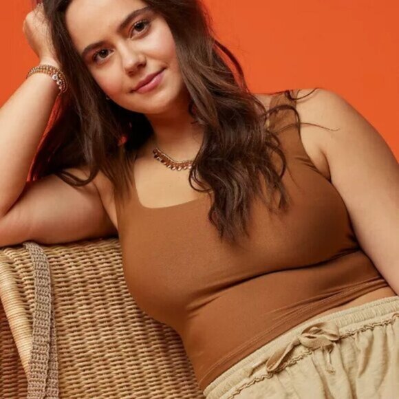 NWT AEO aerie SMOOTHEZ Square Neck Brown Cami - Picture 1 of 7